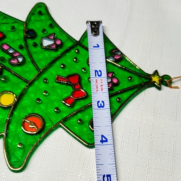VTG Stained Glass Decor Christmas Tree Plastic Hanging Angels Candy Canes Gifts - Picture 11 of 15